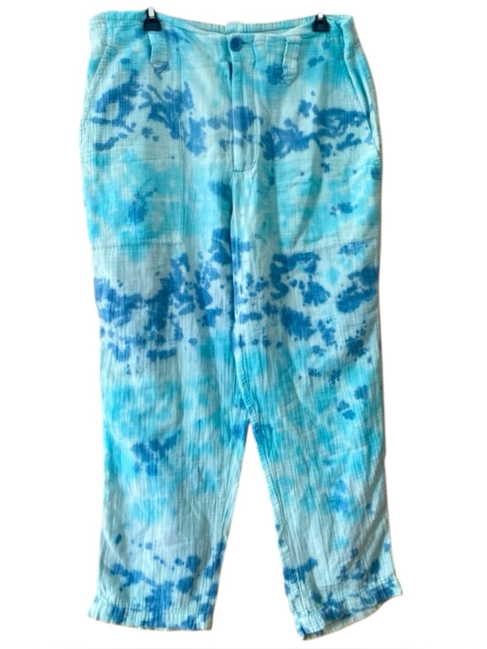 SACK’S No 3 Blue Tie Dye Cotton Gauze Beach Pants Coastal Resort Large